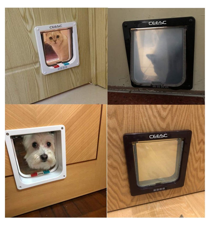 CEESC Extra Large Cat Door (Outer Size 11" x 9.8"), 4 Way Locking Large Cat Door for Interior Exterior Doors, Weatherproof Pet Door for Cats & Doggie with Circumference < 24.8" (Black) - Image 2